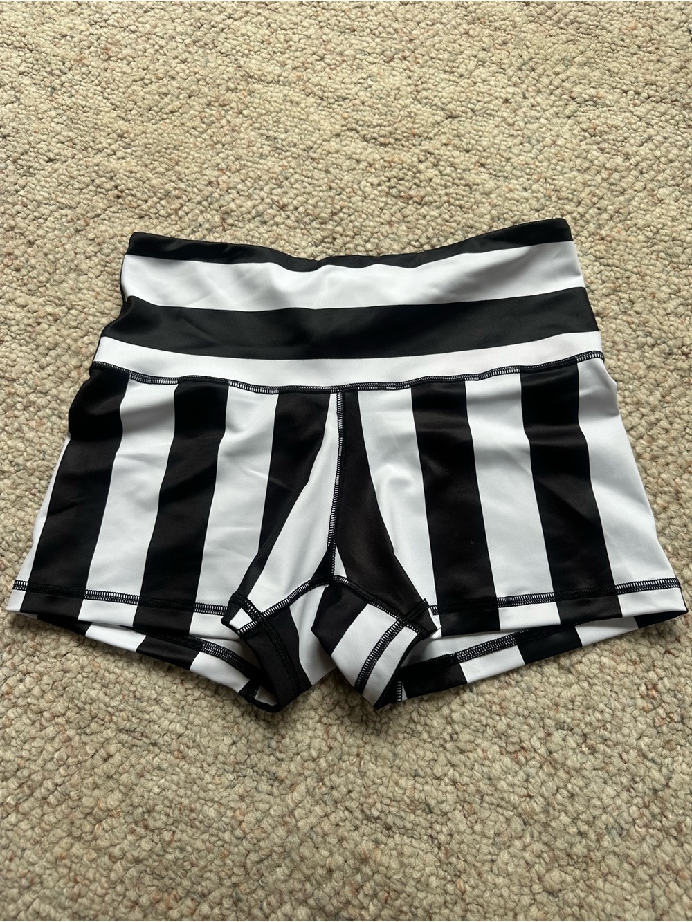 High-Waist Black & White Stripe Women’s Workout Shorts

Combat Iron. 3” inseam.